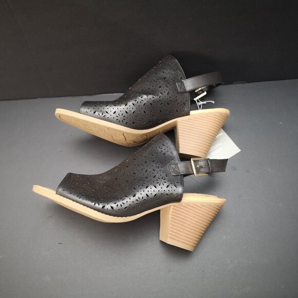 NWT Dr. Scholl's Ladies Size 11 Black Faux Leather Heeled Sandals - Picture 5 of 10